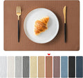 Jovono Faux Leather Placemats Set of 4, Waterproof Washable Table Mats, Easy-Clean Heat Resistant Kitchen Vinyl Place Mat for Dining Table, Restaurant, Indoor, 17.8"x11.8", Brown