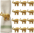 ALPHA Living HOME Metal Gold Napkin Rings Set of 12 - Elephant Napkin Holders, Table Decor, Wedding Decor, Party Supplies, Dining Accessories, Napkin Rings Holders for Gifting & Everyday Use