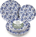 Trendables Heavy Duty Paper Plates Set For 32 Guests - 32 Each Of 8-inch And 10-inch Disposable Plates For Party - Fancy 64 Piece Dinnerware Set For All Occasions | Floral Design, Bluebelle