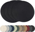13" Round Placemats Set of 4, Reversible Faux Leather Heat Resistant Table Mats, 100% Waterproof Oilproof Wipeable Table Protective Placemats for Vinyl, Washable for Indoor (4, Black)
