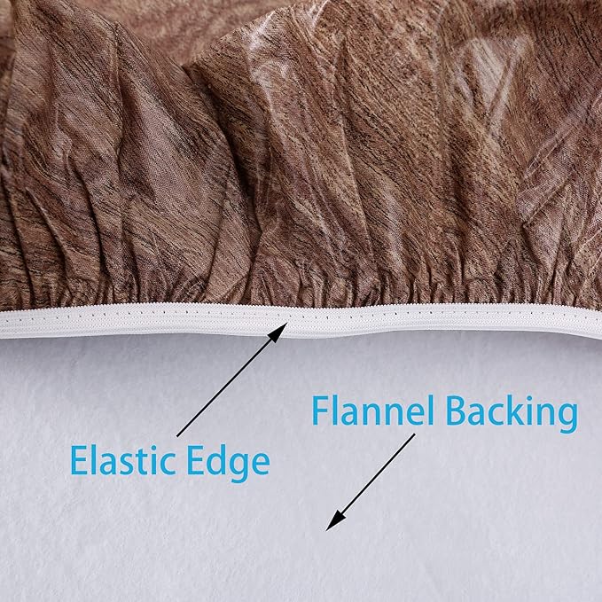 Walrus Round Vinyl Fitted Tablecloth with Flannel Backing Elastic Edge Design Table Cover Waterproof Oil-Proof PVC Table Cloth Stain-Resistant Best for 45"-56" Round