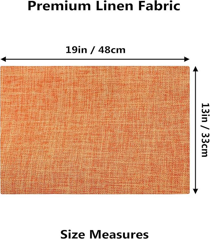 Demetex Orange Placemats Set of 8 Linen Textured Fabric Place Mats Rectangle Cloth Table Mats for Home Office Table Decor, 13x19 inch, Orange