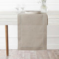 D'Moksha Homes Linen Natural Table Runner 84 Inches Long - 100% Pure Linen Table Runner 14 x 84 Inch for Valentines, Spring, Easter - Classic Hemstitch