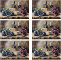 Wine Placemats, Red White Grapes Wooden Placemats 12x18 Inch Waterproof Non-Slip Washable Table Mats for Kitchen Dining Party Table Decor,Set of 6
