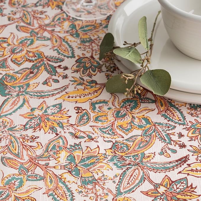 Maison d' Hermine Table Cloth Square Table 100% Cotton 54 x 54 Inches Fall Tablecloth Reusable Everyday Use for Thanksgiving Christmas Decorations Dining Farmhouse Party (Nila)