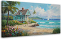 Anolyfi Tropical Canvas Wall Art for Living Room, Palm Tree Nature Coastal Seascape Painting Wall Decor Textured Artwork for Bedroom Hallway Kitchen Office Home Decor 40"x20"