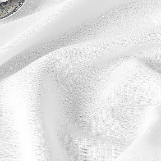 D'Moksha Homes White Linen Tablecloth 54 x 72 Inch - 100% Pure Linen Tablecloth for Rectangle Tables - Machine Washable Table Cloth for Valentines, Spring, Easter