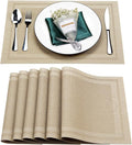 Placemats Set of 6,Washable,Heat and Stain Resistant Indoor/Outdoor Place mats,Vinyl Woven Non Slip Table Mats for Restaurant Table Protection,PVC Placemats(Beige,6PCS)