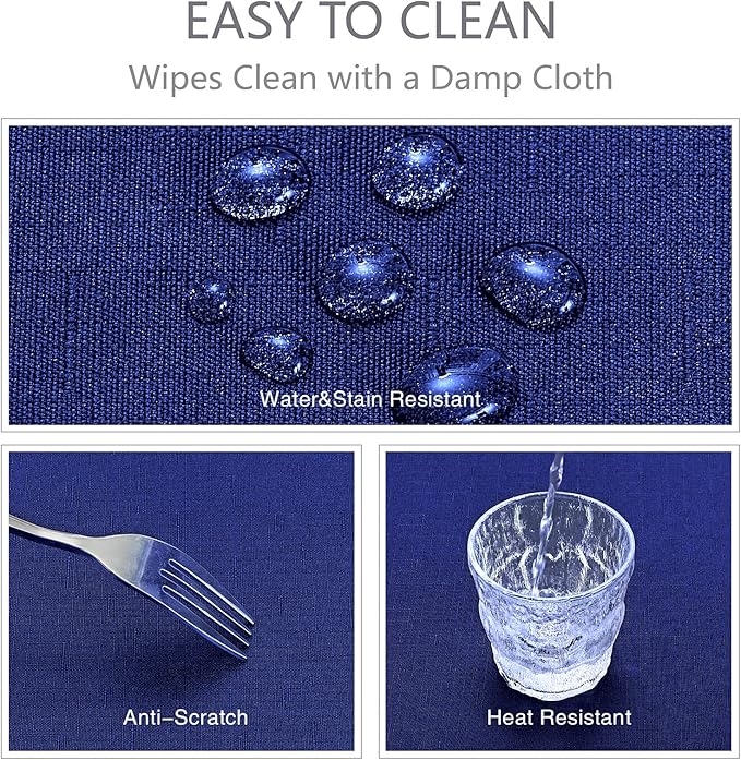 Rectangle Tablecloth Waterproof 52x70 inch Linen Textured Table Cloth Stain and Wrinkle Resistant Washable, Decorative Fabric Table Cover for Dining, Party and Camping, Royal Blue