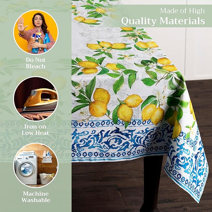 Maison d' Hermine Table Cloth Rectangle Table 100% Cotton 70 x 108 Inches Tablecloth Reusable Decorative for Dining Room Farmhouse Home Valentines Day Decorations Spring Summer - Cedrat