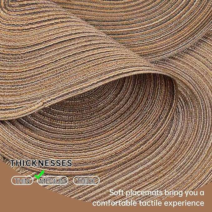 Noctiflorous Oval Braided Placemats Set of 8 Woven 12x18 Inch Non Slip Washable Heat Resistant Place Mats Round Tablemats for Dining Kitchen Party Daily Table Decor Dinner Mats (Brown, 8)