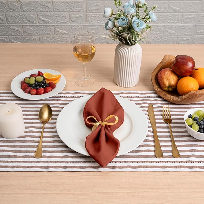 Blue Needles Solid Cloth Napkins Set of 6 Rust 100% Cotton Dinner Napkins 18x18 inches - Soft, Reusable, Absorbent & Washable Linen, Ideal for Christmas Events, Parties & Everyday Use