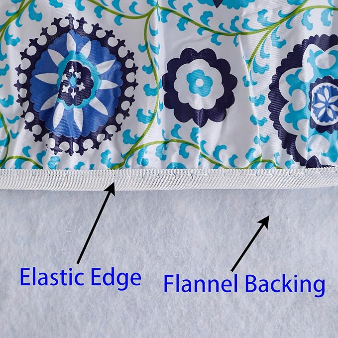 Walrus Round Vinyl Fitted Tablecloth with Flannel Backing Elastic Edge Design Table Cover Waterproof Oil-Proof PVC Table Cloth Stain-Resistant Best for 45"-56" Round