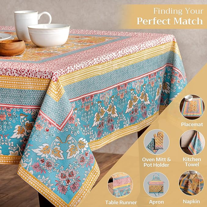 Maison d' Hermine Table Cloth Rectangle Table 100% Cotton 70 x 90 Inches Tablecloth Reusable Decorative for Dining Room Farmhouse Home Valentines Day Decorations Spring Summer - Marquise