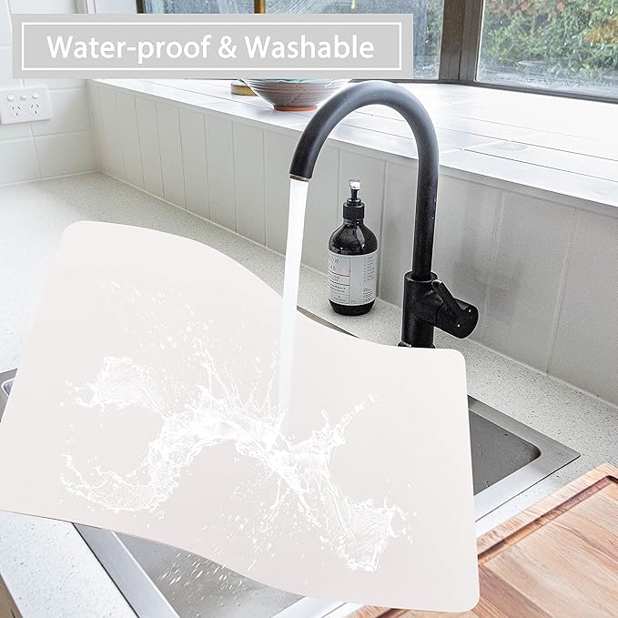 Wipeable Placemats Leather Table Mats Waterproof Heat-Resistant Easy to Clean for Dining Table Set Kitchen Table (6, White)