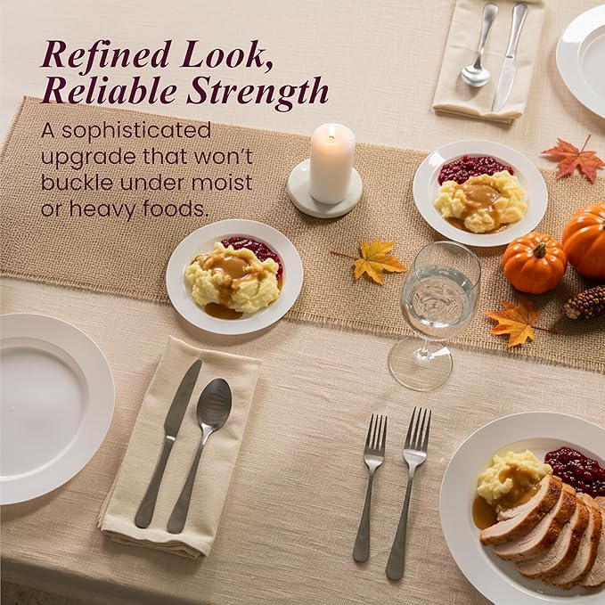 Aya’s 60 Pack Plastic Plates for Party - Heavy Duty Disposable Plate Set with 30 Dinner and 30 Salad Plates - Durable Round White Thanksgiving Plate for Weddings, Holidays, Events, and Gatherings