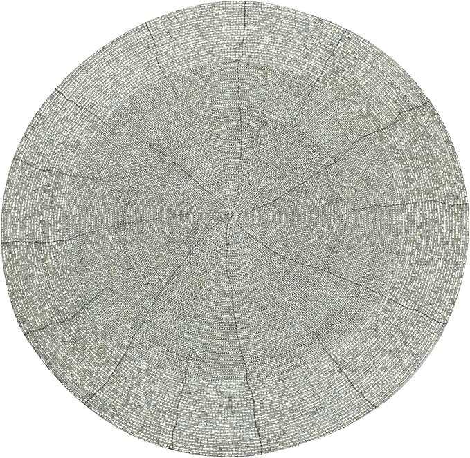 Lightnpro Beaded Placemats Set of 4 - ound Farmhouse Charger Mats - Handcrafted Decorative Glitz Table Placemats for Dinner Parties, Holidays, Weddings & Elegant Dining Décor - 13 Inch Silver