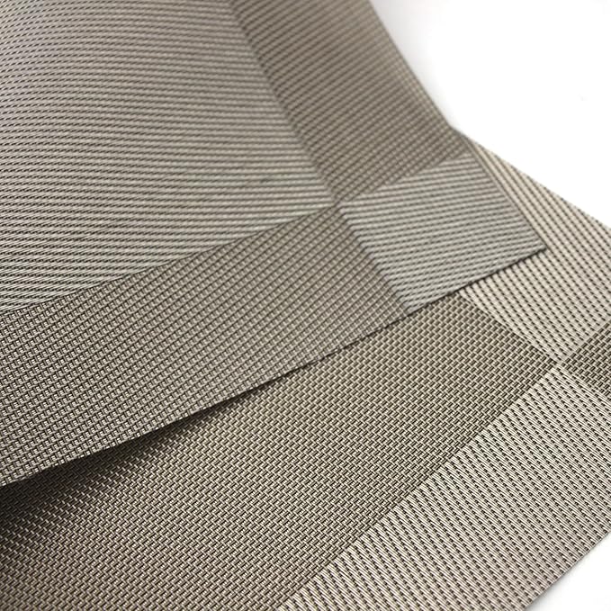 Placemats Washable Easy to Clean Woven Vinyl Placemats for Kitchen Table Heat-resistand Table placemats Mats 12x18 inches Set of 6 (Grey)