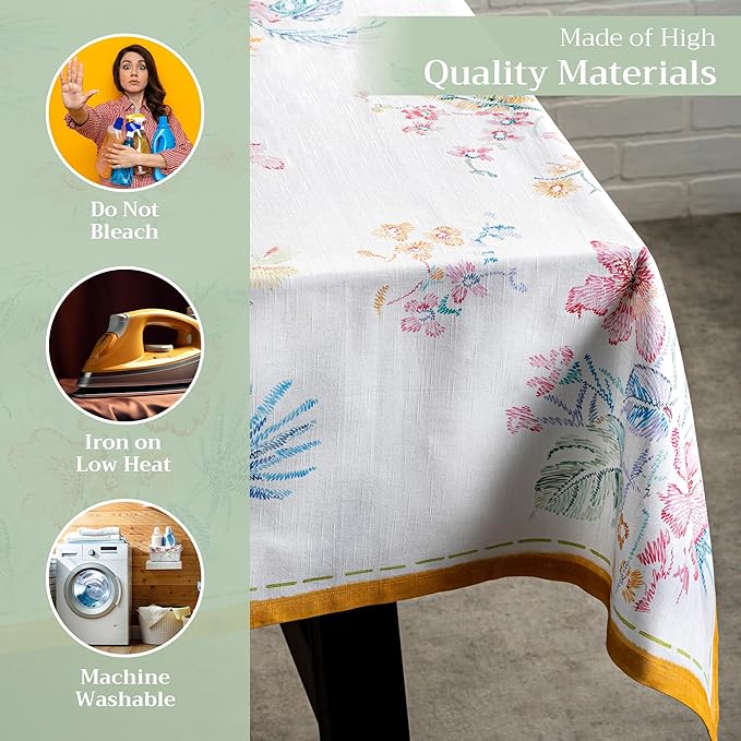 Maison d' Hermine Table Cloth Rectangle Table 100% Cotton 70 x 108 Inches Tablecloth Reusable Decorative for Dining Room Farmhouse Home Valentines Day Decorations Spring Summer - Paradise Island