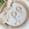 Handmade Napkin Ring with Wood Beads & Jute Twine - Affordable Rustic Wooden Napkin Ring Holder for Table Decoration | Boho Style Farmhouse Napkin Rings | Napkin Rings Set of 6