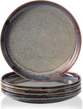 Ceramic Flat Plates Set of 4-8 in - The Dessert, Salad, Appetizer, Small Lunch, etc Plate. Microwave, Oven, and Dishwasher Safe, Scratch Resistant. Kitchen Porcelain Dish-Caramel Brown