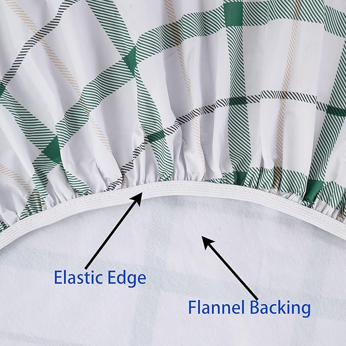 Walrus Round Vinyl Fitted Tablecloth with Flannel Backing Elastic Edge Design Table Cover Waterproof Oil-Proof PVC Table Cloth Stain-Resistant Best for 37"-44" Round