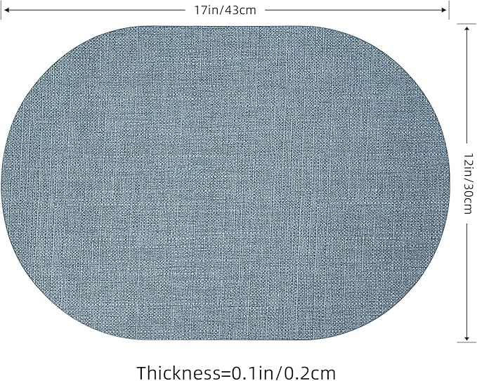 Oval Placemats for Dining Table Set of 6, Washable Leather Table Mats, Waterproof Heat-Resistant Non-Slip Kitchen Placemats, Simple Style Oval Design