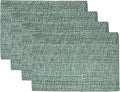 Sweet Home Collection 100% Cotton Placemats for Dining Room Rectangle Two Tone Woven Fabric 13" x 19" Soft Durable Table Mat Set, Set of 6, Light Green