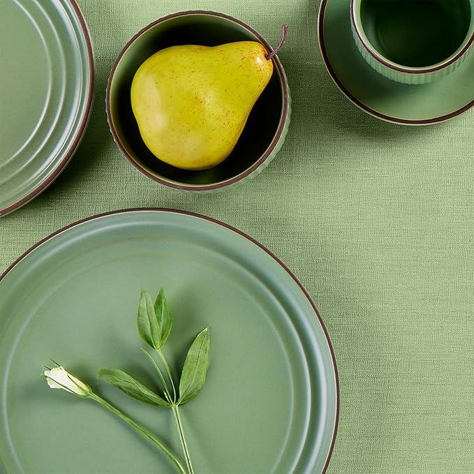 Solino Home Linen Tablecloth 60 x 120 Inch - 100% Pure Linen Laurel Green Table Cloth for Rectangle Tables - Fete, Machine Washable Tablecloth for Spring, St Patricks Day, Easter