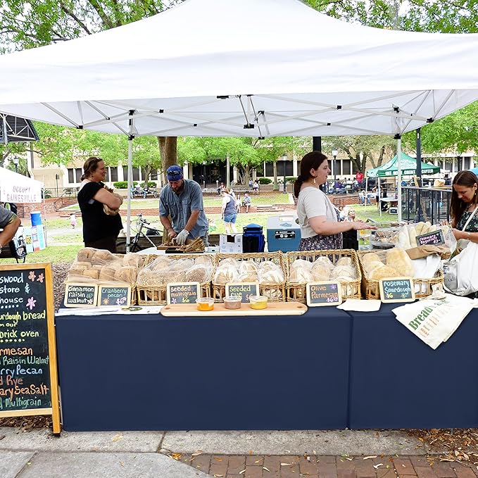 Nasitos 2 Pack Fitted Tablecloth for 4 Foot Tables-Navy Open Back Folding Table Cover Washable and Wrinkle Resistant Table Cloth for Trade Show, Book Fair, Career Fair, Convention, Events