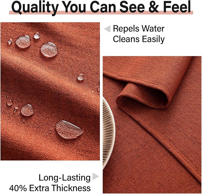MIULEE Burnt Orange Linen Polyester Tablecloth Fall Thanksgiving 52x70 Inch Rectangle Table Cloth Waterproof,Stain Resistant for Dining Party Wedding
