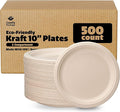 GUSTO [Case of 500 10 Inch Heavy-Duty 100% Compostable, 3 Compartment Eco-Friendly, Kraft Disposable Sugarcane Paper Plates - Brown Unbleached (Formerly Comfy Package