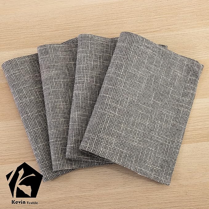 Kevin Textile Table Mats Set of 4 Heat Resistant Washable Placemats for Parties Buffet Dinner, 13 x 19 inches, Light Grey