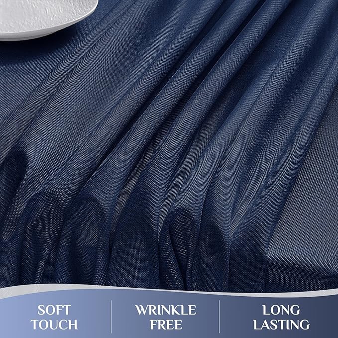 Softalker Extra Lang Navy Blue Tablecloths 60x144 inch Rectangular Faux Linen Table Cloth Outdoor Waterproof Stain and Wrinkle Resistant Table Cover for 6/8 Foot Rectangle Tables for Party Graduation