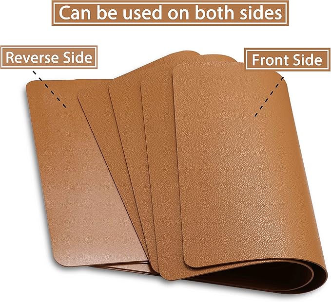 Fall Placemats Set of 2 Wipeable Table Mats Easy to Clean Waterproof Kitchen Mats for Dining Table Outdoor Indoor (2, Brown)