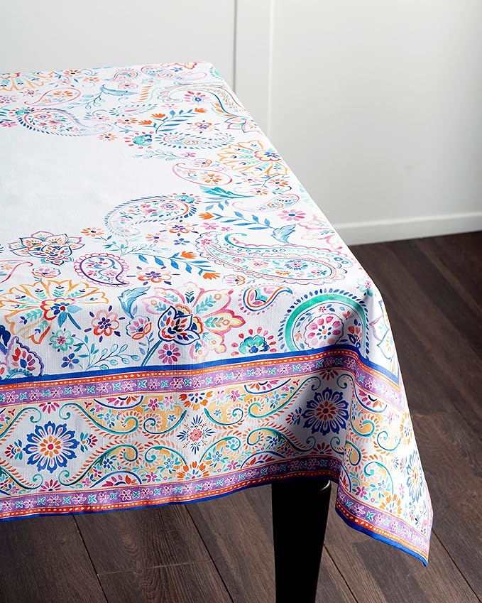 Maison d' Hermine Table Cloth Rectangle Table 100% Cotton 70 x 120 Inches Tablecloth Reusable Decorative for Dining Room Farmhouse Home Valentines Day Decorations Spring Summer - Indian Floral