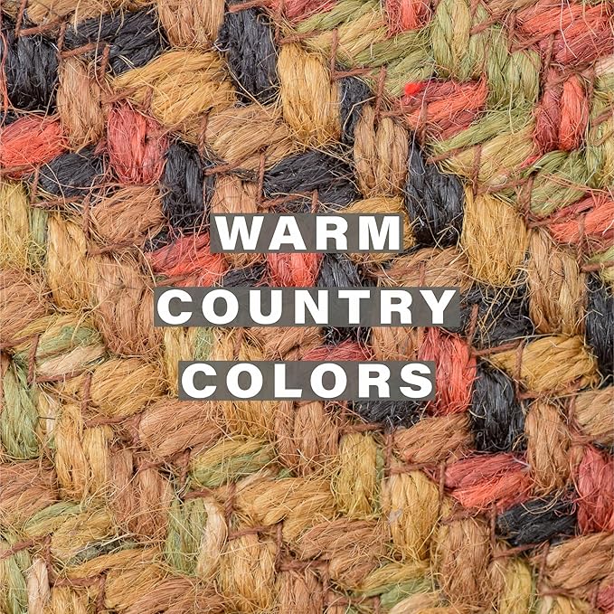 Homespice Gingerbread Braided Oval Table Runner, Warm Country Decor, Brown 11x36 - Jute Dining Table Accessories - Rich Colors, Easy to Clean, Durable and Protects Furniture