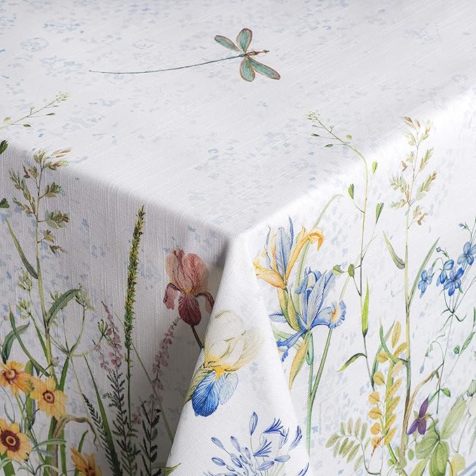Maison d' Hermine Table Cloth Rectangle Table 100% Cotton 70 x 90 Inches Tablecloth Reusable Decorative for Dining Room Farmhouse Home Valentines Day Decorations Spring Summer - Fleurs De Mai