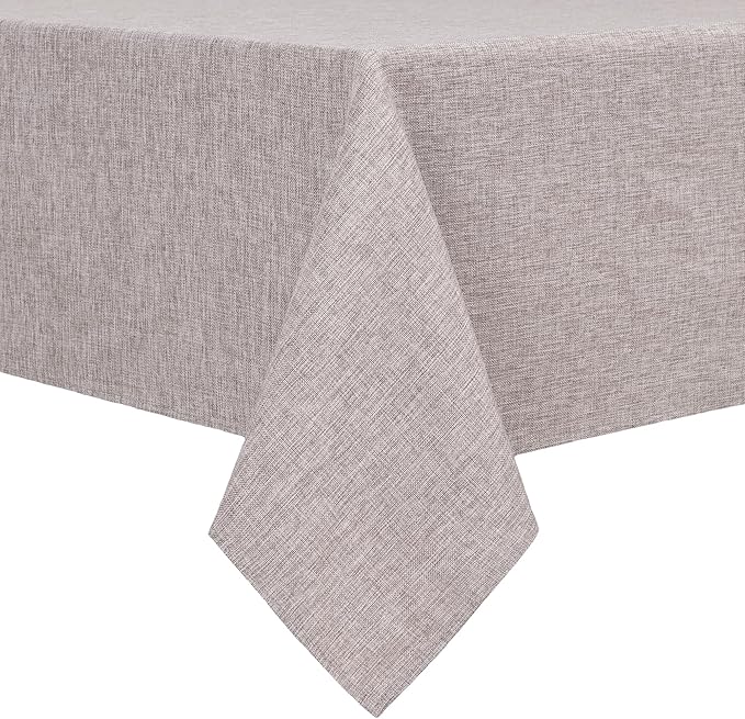 Hiasan Faux Linen Rectangle Tablecloth - Wrinkle and Stain Resistant Washable Table Cloth for Kitchen Dining Room Holiday Table Cover for Dinner, Stone, 70 x 120 Inch