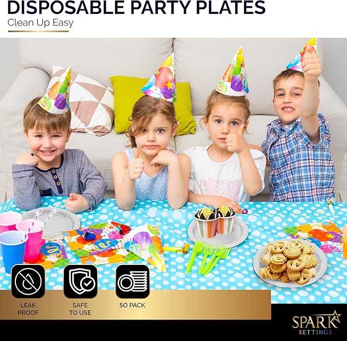 Disposable Paper Plates Silver, 7 Inch Paper Dessert Plates, Strong and Sturdy Disposable Plate for Party, Dinner, Holiday, Picnic, or Travel Party Plate, Pack of 50