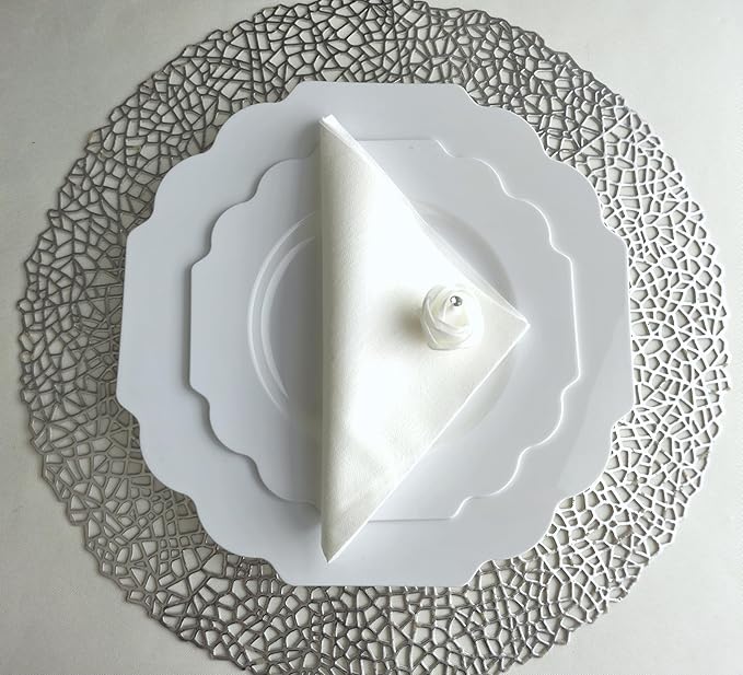 " OCCASIONS " 80 Plates Pack,(40 Guests) Heavyweight Wedding Party Disposable Plastic Plates Set -40 x 10.5'' Dinner + 40 x 8'' Salad/Dessert Plate (Imperial White)