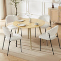43.3 Inch Round Dining Table Set for 4, Modern Small Kitchen Coffee Set for Dining Room Kitchen Apartment (Cream Table + 4 White Shell Chairs)