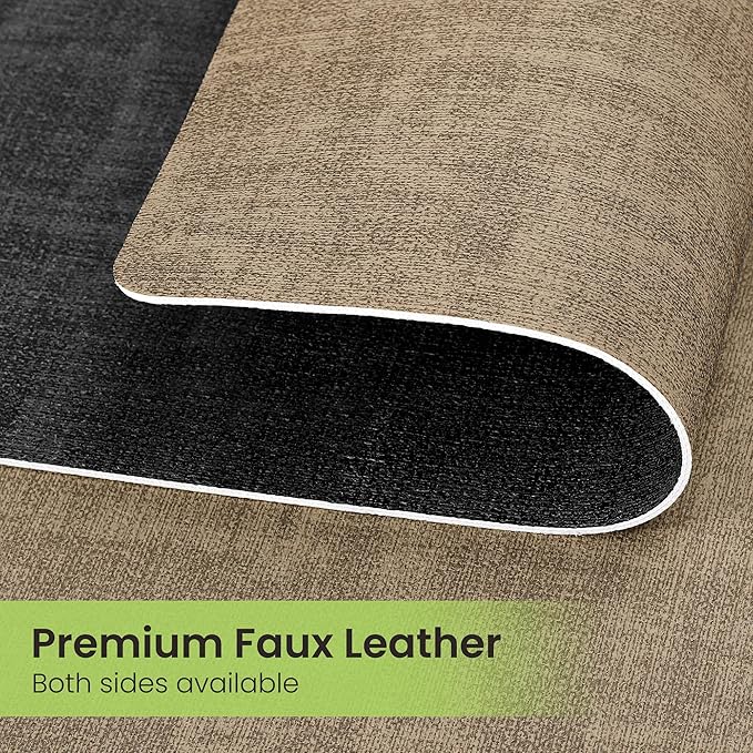 Placemats Set of 4, Faux Leather Heat Resistant Wipeable Placemats, Dual Sided Waterproof Washable Table Mats with Coaster, Suitable for Kitchen, Dining, Table Decor (4, Black Light Coffee)