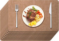 Maxpearl 8-Piece PU Leather Placemats – Durable, Heat Resistant & Wipeable Table Mats, Non-Slip and Waterproof Dining Place Mats for Kitchen or Patio Table, 17x12 Inches, Brown