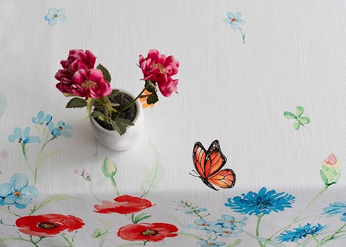 Maison d' Hermine Table Cloth Rectangle Table 100% Cotton 70 x 120 Inches Tablecloth Reusable Decorative for Dining Room Farmhouse Home Valentines Day Decorations Spring Summer - Summer Whisper