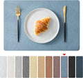 Jovono Faux Leather Placemats Set of 6, Waterproof Washable Table Mats, Easy-Clean Heat Resistant Kitchen Vinyl Place Mat for Dining Table, Restaurant, Indoor, 17.8"x11.8", Light Blue