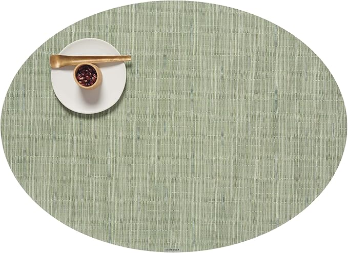 Chilewich Bamboo Placemats Set of 4 - Woven Oval Placemats - Reusable, Stain-Resistant, Indoor/Outdoor Tabletop Protection - 19" x 14" - Spring Green