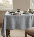 Linen Tablecloth for Rectangle Table 60x84 Inch Grey, Farmhouse Style Grey Tablecloth, Water Resistant Burlap Tablecloths for Dining Table Farmhouse Kitchen