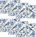 Flower Bird Placemats Set of 6, Blue Birds Place Mats,Blue and White Floral Waterproof Washable Table Mats for Home Party Indoor Kitchen Dining Table Decoration 12x18 Inch