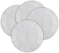 Lightnpro Beaded Placemats Set of 4-13 Inch Round Handmade Table Chargers - Rustic Farmhouse Glitz Table Décor for Dining Room, Christmas, Thanksgiving, Easter & Special Events- Whitish Silver